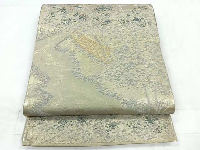 平和屋着物◎六通柄袋帯 京名所 光悦寺 銀糸 正絹 逸品 CABC1986nb