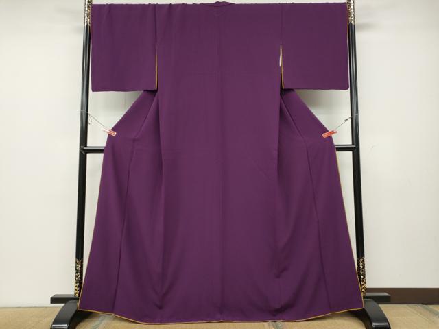平和屋着物●上質な色無地 霞地紋 蒲葡色 十二単風 やまと誂製 正絹 逸品 CABC2051ut