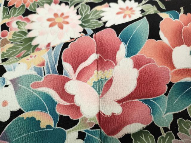 平和屋着物●豪華黒留袖 友禅 作家物 扇面風景草花文 正絹 逸品 未使用 CABC2086ut