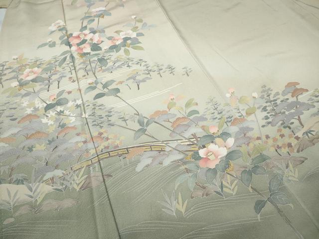 平和屋着物●訪問着 友禅 作家物 渡橋枝花文 暈し染め 正絹 逸品 CABC2090ut