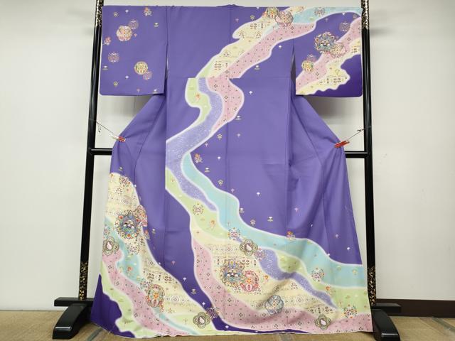 平和屋着物●訪問着 道長正倉院花鳥文 ロング丈 洗える着物 CABC2091ut
