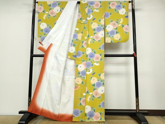 平和屋着物●小紋 菊 洗える着物 CABC2100ut