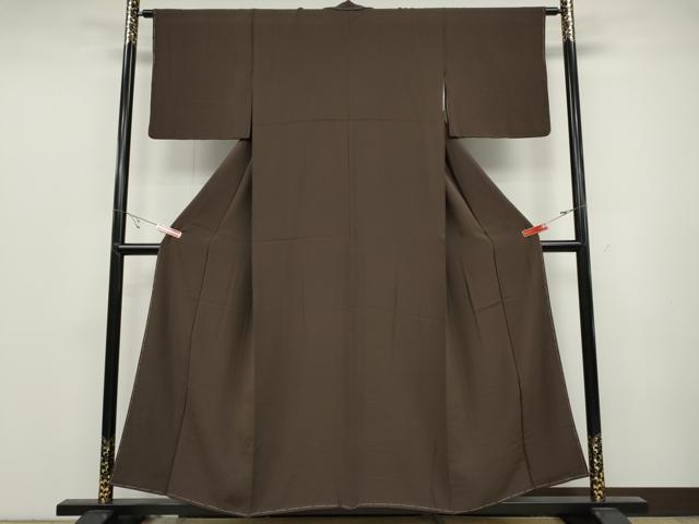 平和屋着物●上質な色無地 赤墨色 正絹 逸品 未使用 CABC2127ut