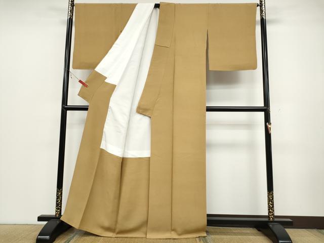 平和屋着物●上質な色無地 飴色 正絹 逸品 CABC2130ut