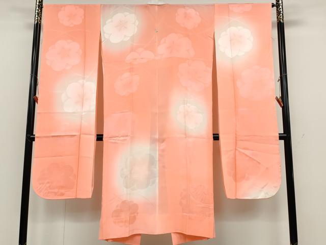 平和屋着物●振袖用長襦袢 無双仕立て 舞梅地紋 暈し染め 正絹 逸品 CABC2163ut