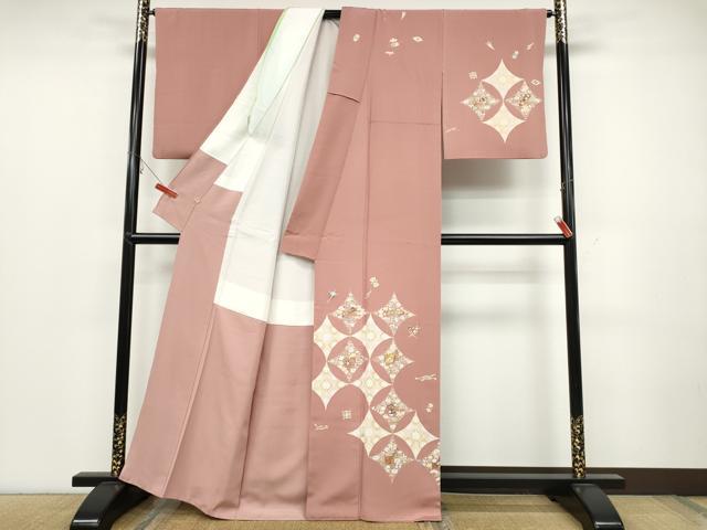 平和屋着物●創業460年・千總 訪問着 駒刺繍 七宝楽器花文 金彩 高島屋扱い 正絹 逸品 CABC2166ut