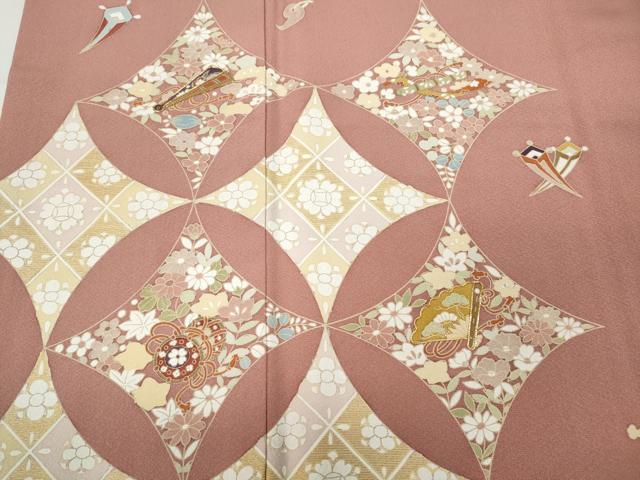 平和屋着物●創業460年・千總 訪問着 駒刺繍 七宝楽器花文 金彩 高島屋扱い 正絹 逸品 CABC2166ut
