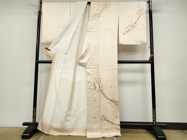 平和屋着物●訪問着 駒刺繍 束ね熨斗花文 金彩 正絹 逸品 CABC2172ut