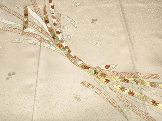 平和屋着物●訪問着 駒刺繍 束ね熨斗花文 金彩 正絹 逸品 CABC2172ut