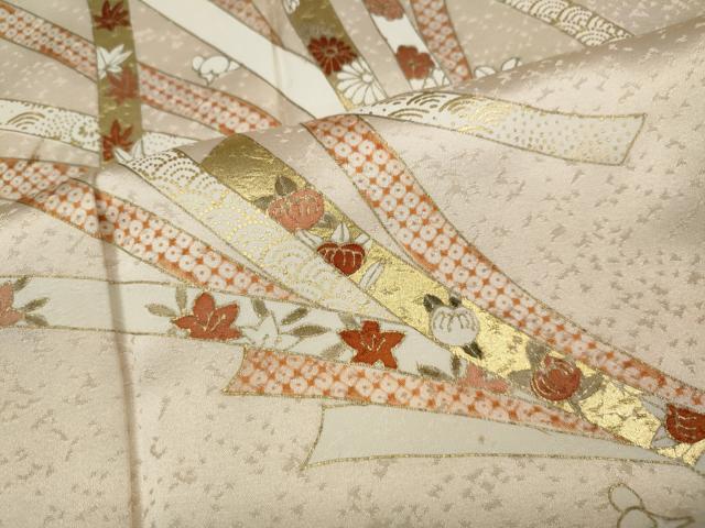 平和屋着物●訪問着 駒刺繍 束ね熨斗花文 金彩 正絹 逸品 CABC2172ut