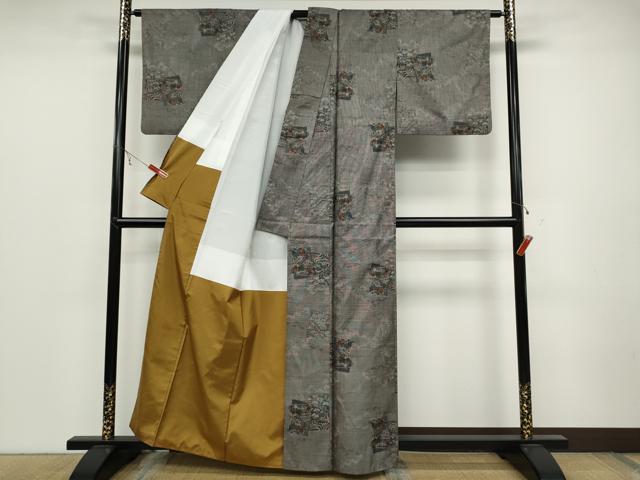 平和屋着物●本場大島紬 9マルキ 色紙重ね吉祥花文 正絹 逸品 CABC2189ut