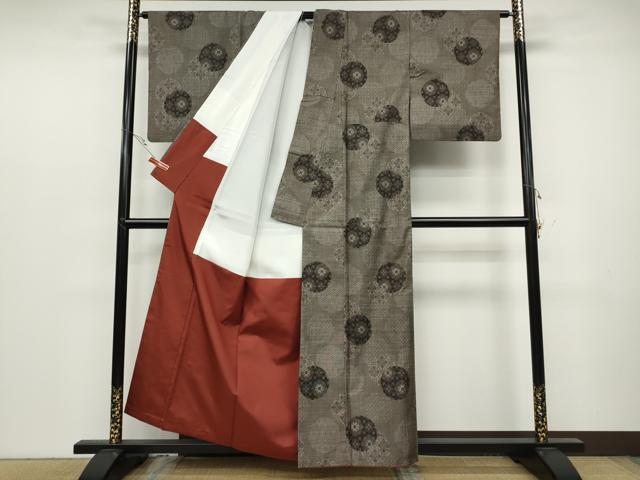 平和屋着物●本場大島紬 9マルキ 吉祥花丸文 正絹 逸品 CABC2246ut