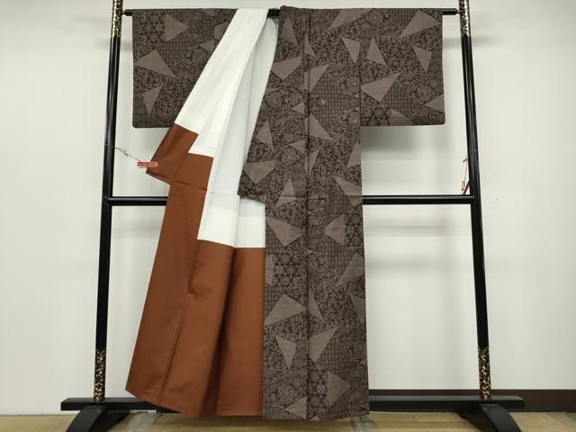 平和屋着物●本場大島紬 7マルキ 切嵌吉祥花文 正絹 逸品 CABC2251ut