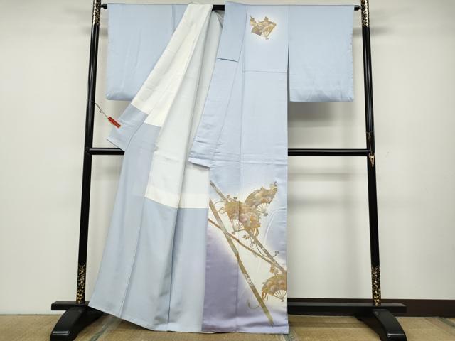 平和屋着物●金彩友禅 卓越技能者・名工・和田光正 訪問着 扇面花文 暈し染め 金銀彩 正絹 逸品 CABC2304ut