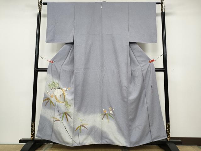 平和屋着物●京友禅の第一人者 松井青々 色留袖 鶴松梅文 暈し染め 金彩 正絹 逸品 CABC2305ut