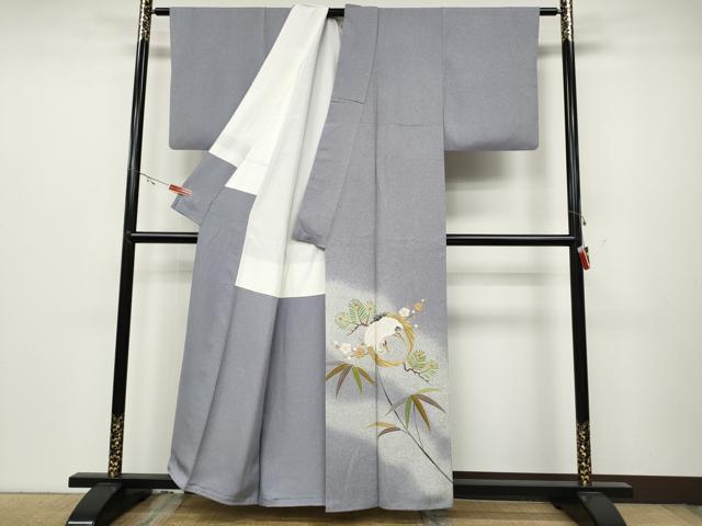 平和屋着物●京友禅の第一人者 松井青々 色留袖 鶴松梅文 暈し染め 金彩 正絹 逸品 CABC2305ut