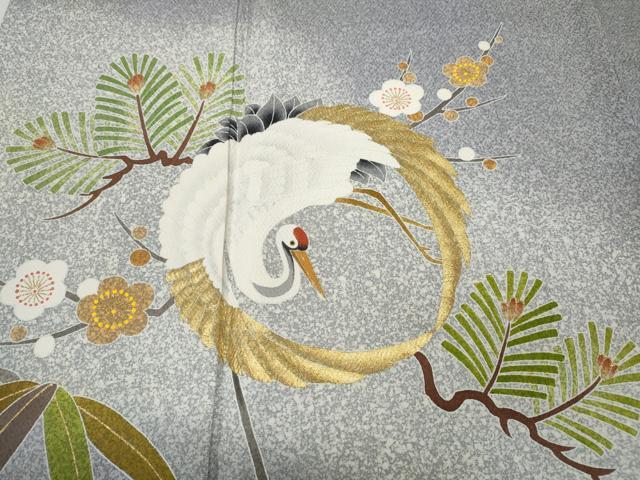平和屋着物●京友禅の第一人者 松井青々 色留袖 鶴松梅文 暈し染め 金彩 正絹 逸品 CABC2305ut
