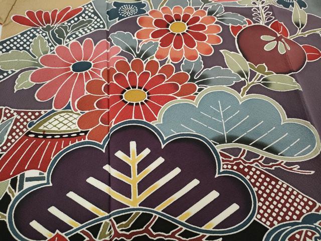 平和屋着物●豪華振袖 型染め 鴛鴦草花文 正絹 逸品 CABC2306ut