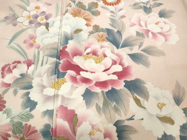 平和屋着物●訪問着 刺繍 草花文 シルエット 金彩 正絹 逸品 未使用 CABC2324ut