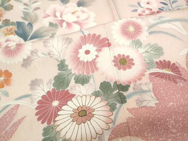平和屋着物●訪問着 刺繍 草花文 シルエット 金彩 正絹 逸品 未使用 CABC2324ut