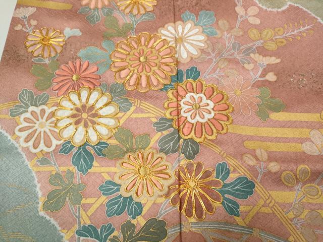 平和屋着物●訪問着 作家物 駒刺繍 雪輪草花文 金彩 正絹 逸品 CABC2340ut