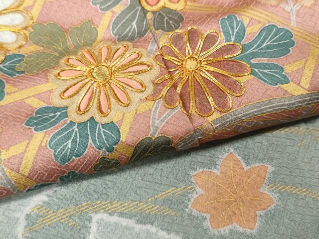 平和屋着物●訪問着 作家物 駒刺繍 雪輪草花文 金彩 正絹 逸品 CABC2340ut