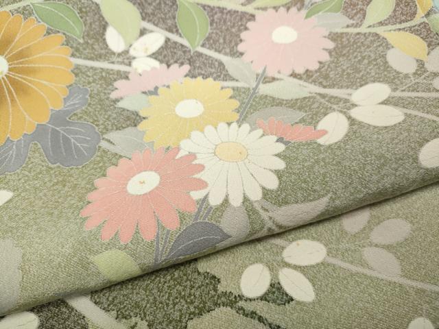 平和屋着物●訪問着 友禅 草花文 シルエット 正絹 逸品 CABC2348ut