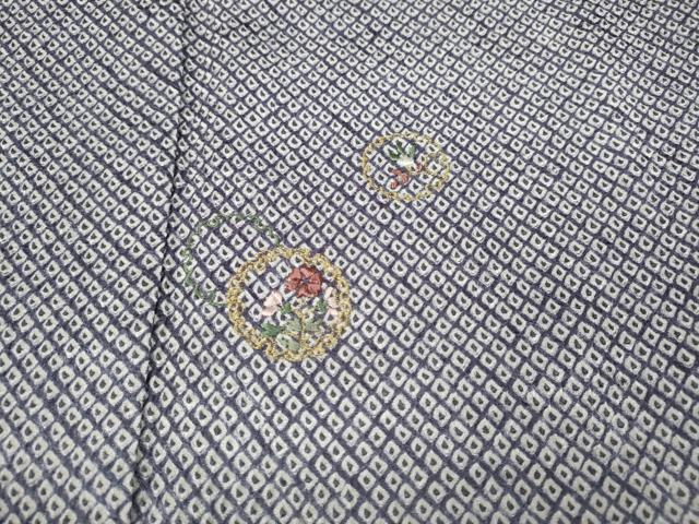 平和屋着物●訪問着 総絞り 総刺繍 雪輪花文 金糸 正絹 逸品 CABC2374ut
