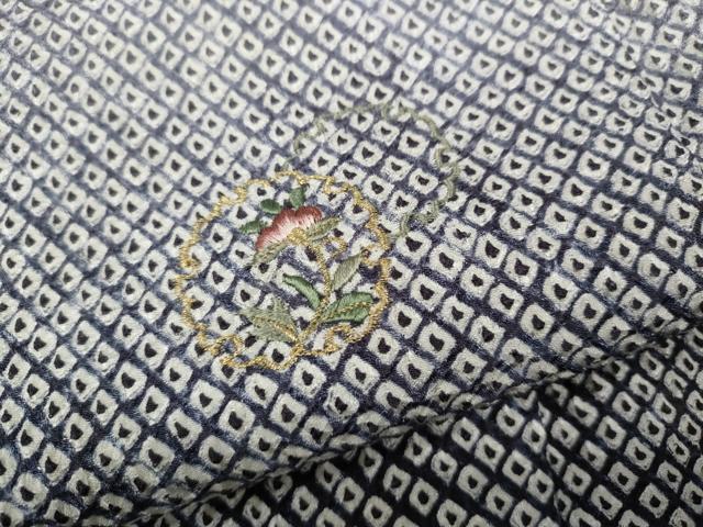 平和屋着物●訪問着 総絞り 総刺繍 雪輪花文 金糸 正絹 逸品 CABC2374ut