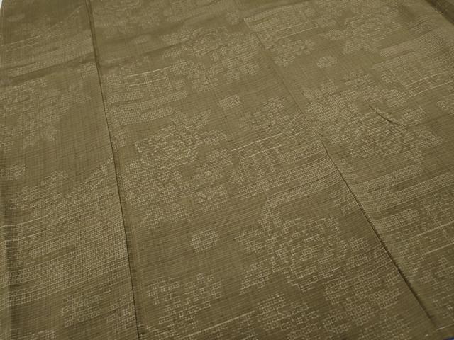 平和屋着物●結城紬 80亀甲 エ霞舞花文 さが美扱い 正絹 逸品 未使用 CABC2396ut