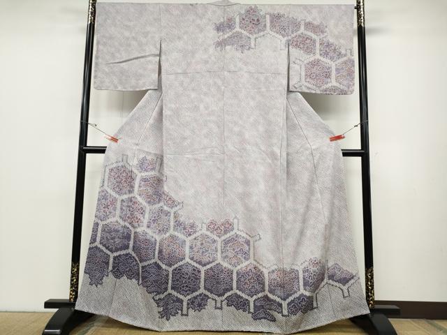 平和屋着物●訪問着 総絞り 亀甲花文 暈し染め 正絹 逸品 CABC2397ut