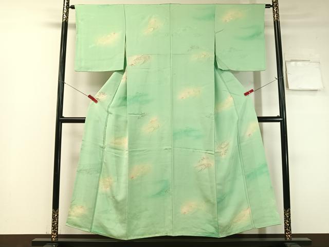 平和屋着物▼上質な小紋 地紋起こし 竜田川文 暈し染め 銀糸 正絹 逸品 CABC2537vp