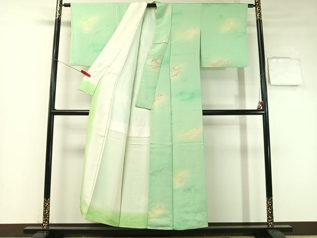 平和屋着物▼上質な小紋 地紋起こし 竜田川文 暈し染め 銀糸 正絹 逸品 CABC2537vp