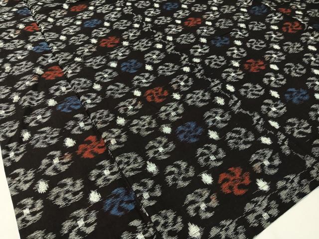 平和屋着物●久留米絣 単衣 吉祥文 黒地 綿 逸品 CABC2624vp