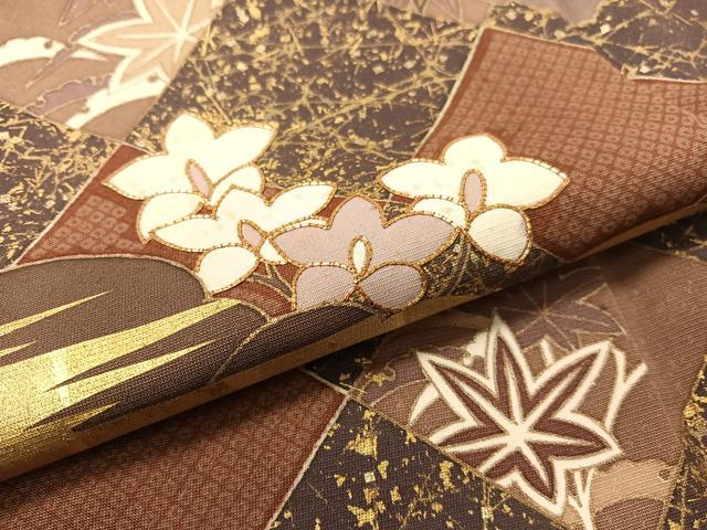 平和屋着物●訪問着 駒刺繍 菱吉祥桐花文 金彩 正絹 逸品 CABC2641vp