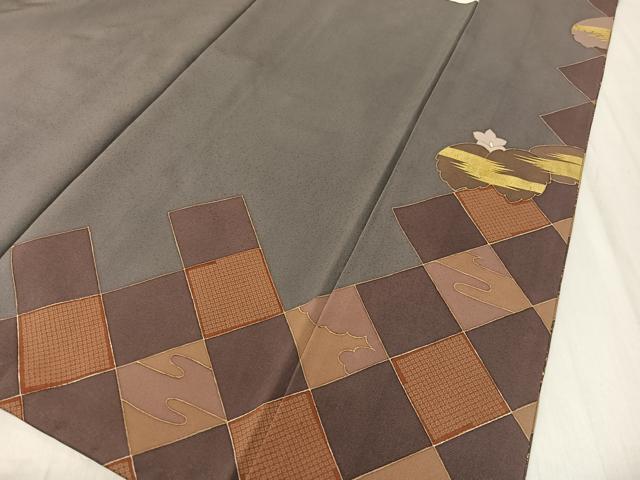 平和屋着物●訪問着 駒刺繍 菱吉祥桐花文 金彩 正絹 逸品 CABC2641vp
