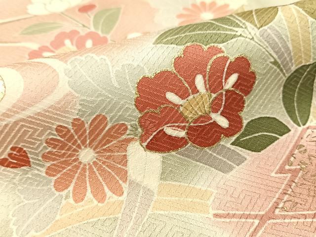 平和屋着物●創業460年・千總 訪問着 駒刺繍 吉祥花文 暈し染め 金彩 正絹 逸品 CABC2648vp