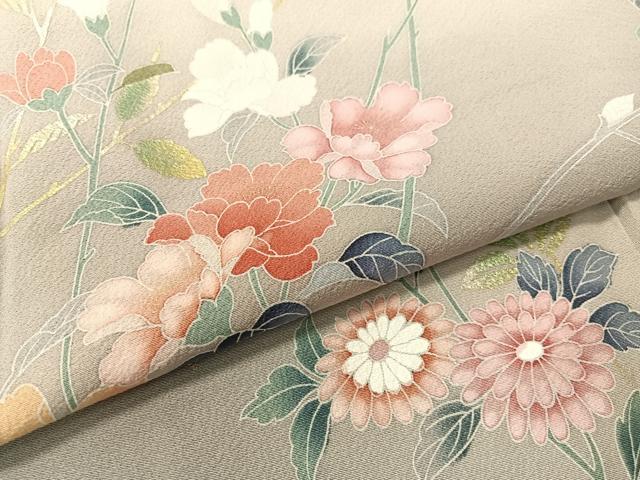 平和屋着物●訪問着 草花文 暈し染め 金銀彩 正絹 逸品 CABC2661vp