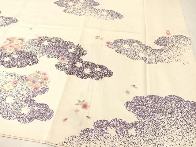平和屋着物●訪問着 作家物 駒刺繍 雲取り花丸文 金彩 正絹 逸品 CABC2666vp