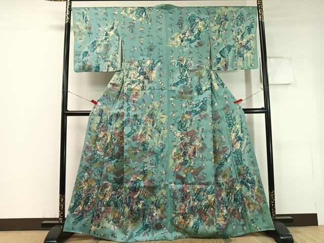 平和屋着物●訪問着 ろうけつ染め 幾何学文様 正絹 逸品 CABC2678vp