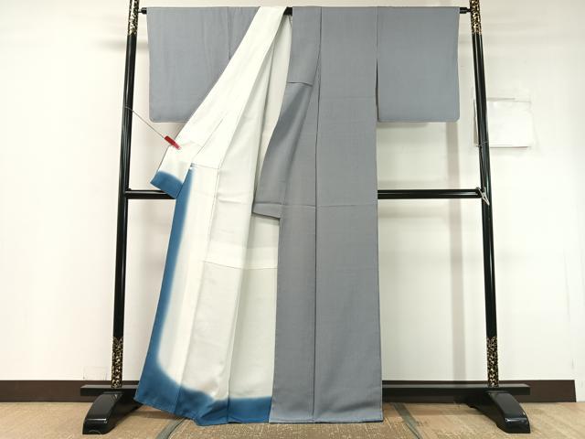 平和屋着物●江戸小紋 万筋 月白色×留紺色 正絹 逸品 未使用 CABC2681vp