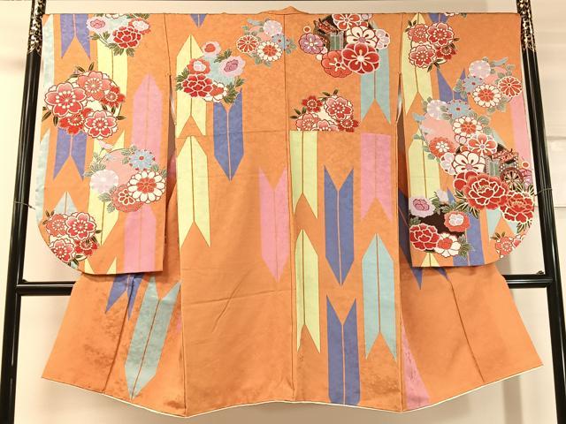 平和屋着物●小振袖 御所車花丸文 洗える着物 CABC2692vp