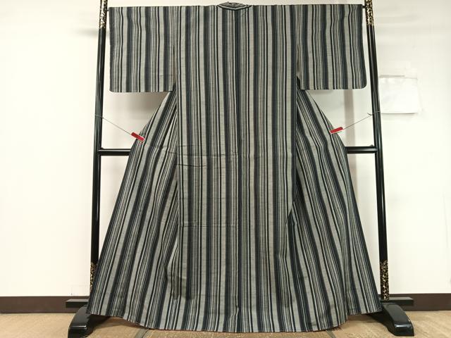 平和屋着物●上質な紬 間道 正絹 逸品 未使用 CABC2701vp