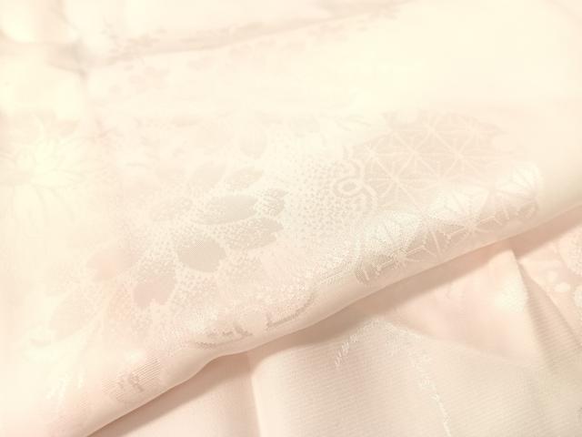 平和屋着物●振袖用長襦袢 無双仕立て 雪輪花地紋 暈し染め 半衿刺繍 正絹 逸品 CABC2744vp