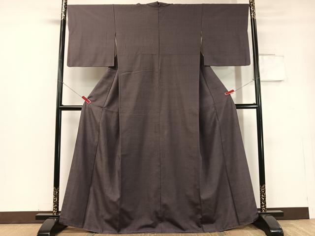 平和屋着物●上質な紬 滅紫色 正絹 逸品 CABC2762vp