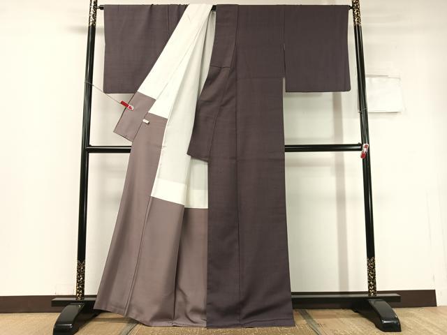 平和屋着物●上質な紬 滅紫色 正絹 逸品 CABC2762vp