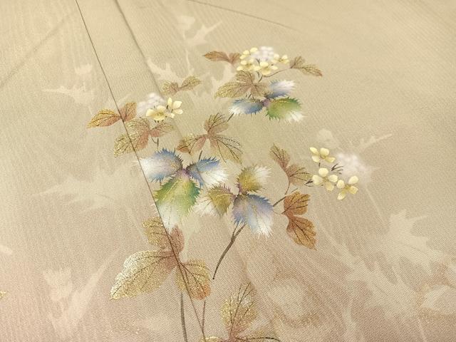 平和屋着物●和紙染染色作家・植村彩弘 訪問着 手描き 草花文 暈し染め 金銀彩 やまと誂製 正絹 逸品 未使用 CABC2765vp