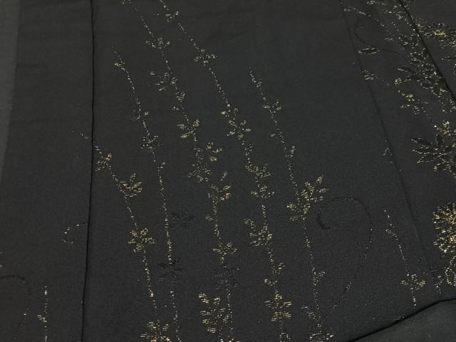 平和屋着物#羽織 寿光織 草花文 黒地 正絹 逸品 CABC3000ua