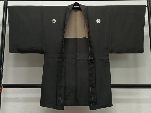 平和屋着物∞男性 長羽織 黒紋付 正絹 逸品 未使用 CABC3175ua
