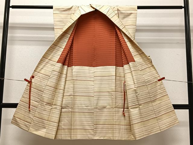 平和屋着物∞袖無し羽織 本場縞大島紬 横段文 正絹 逸品 CABC3180ua